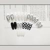 Tablero de ajedrez en blanco y negro con parche para uñas, parche para uñas, uñas postizas, uñas postizas, producto terminado para usar al por mayor