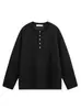 Camiseta de Rayas Texturizadas Nanxia para Hombre y Mujer, Primavera Estilo Americano Cleanfit Sencilla con Cuello Henley Manga Larga