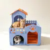 Casa de fieltro de doble capa tipo castillo para gatos, para jugar, dormir y rascar. Castillo escondedero multifuncional para mascotas, tamaño: 53 cm de largo, 48 cm de ancho, 68 cm de alto