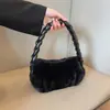 Bolsa de Peluche Trenzada Retorcida Versátil de Gama Alta para Otoño e Invierno, Bolso Cruzado Simple, Bolso de Mano, Moda para Mujer