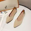 Zapatos Planos de Punto para Mujer, Talla Grande, Punta Fina, Transpirables, Tejidos, Suela Suave, Otoño, Poco Profundos, para Comercio Exterior