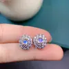 Novedad Pendientes de Piedra Lunar Natural con Microcristales Vítreos, Fuerte Luz Azul, Incrustación Finamente Elaborada en Plata 925, 4*5mm
