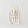 Pantalones largos de algodón para bebé, de cintura alta, protectores de barriga, adecuados para bebés y niños pequeños, pantalones largos de capa base para otoño, pantalones de cintura alta grado A para bebés y niños pequeños