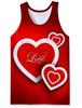Camiseta para hombre con impresión digital 3D de pareja de San Valentín transfronteriza europea y americana con el texto "Amo a ti" en rojo.