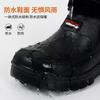 Botas de Lluvia Gruesas y Cálidas para Exteriores con Forro Polar de Invierno Calzado de Lluvia Impermeable de Altura Media Antideslizante de Protección Laboral Genuino para Hombre Zapatos de Algodón para Mujer
