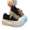 Otoño 2026 Nuevo Estampado de Leopardo Suela Gruesa Aumentador de Altura Zapatos Casuales de Plataforma para Mujer Versátiles de Moda con Cordones Zapatos Deportivos Zapatos de Moda Trendy ins