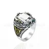 Anillo Transfronterizo de Amazon para Hombre Sol, Luna y Estrellas con Cristal Colorido Grabado Vintage, Joyería de Lujo Ligero de Alta Gama al por Mayor