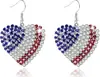 Pendientes de Estrella y Corazón del Día de la Independencia Más Vendidos Transfronterizos y Conjunto, Creativo Collar y Pendientes de Estrella y Corazón Completamente Diamantados