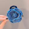 Nicho Design de Alta Qualidade Sentimento Cabelo Rod Full Denim Camélia Grab Clip Elegante All-match Shark Clip Acessórios para o cabelo feminino