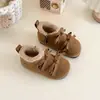 Botas de algodón retro dulces con lazo para niñas, nuevo estilo de invierno, piel de ante con forro de felpa, botines, zapatos de algodón cálidos para niños, antideslizantes