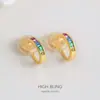 Serie Feliz Primavera y Verano Pendientes de Aro de Circonita Colorida Moda Accesorios para Orejas de Gama Alta Pinzas para Orejas en Espiral para Mosquitos Sin Perforación para Mujeres