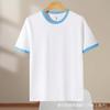 Camiseta de algodão de verão com contraste masculina e feminina cor de ombro combinando gola redonda manga curta atacado logotipo personalizado roupa de grupo Camiseta