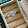 Anillo de Moissanita de un Quilate para Mujer, Chapado en Oro Blanco de 18K, Estilo Huevo de Paloma, Ajustable, Superventas Transfronterizo