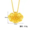 Colgante Vietnamita de Moda Chapado en Oro para Mujer, Colgante Estilo Palacio de Oro Imitación Flor de Peonía con Cierre de Seguridad, Joyería Vintage de Larga Duración