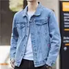 Jaqueta jeans masculina de outono e inverno, casaco casual, jaqueta preta, roupas vintage largas masculinas, casaco jeans plus size