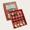 Navidad Transfronteriza Acero Inoxidable Cuchara Tenedor Traje de Regalo Muñeca Creativa Papá Noel Café Postre Cuchara Mezcladora Caja de Regalo