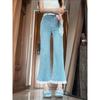 Jeans Retro Stretch Crop de Talla Grande para Mujer 2025 Verano Cintura Alta Adelgazantes Pierna Recta Acampanados para Figuras Curvilíneas