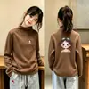 2026 Outono/Inverno Nova Camiseta de Manga Longa para Meninas Camada Base Lã Alemã Infantil Estilosa Quente Crianças Médias e Grandes Top Versátil