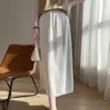 Saia de Tricô de Lã para Mulheres, Novo Estilo Primavera/Verão 2026, Cor Sólida, Cintura Alta, Caimento Solto, Versátil, Elegante Saia Longa