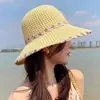 2026 Nuevo Sombrero de Sol Tejido Estilo Resort de Playa de Verano con Ala Ancha, Sombrero de Paja con Protección Solar, Sombrero de Paja Hueco Transpirable