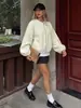 Chaqueta de color liso para comercio exterior transfronterizo europeo y americano, chaqueta corta holgada deportiva casual, chaqueta nueva de otoño con cremallera y cuello alto