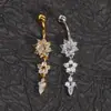 Colgante de Flor Anillo para Ombligo de Acero Inoxidable Moda Europea y Americana Anillo para Ombligo de Aleación de Titanio Cobre Incrustado Circonita Joyería para Ombligo Joyería para Piercings