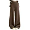 Calça de Outono/Inverno Estilo Coreano de Cintura Alta, Caimento Solto, Perna Larga para Mulheres, Estilo Preguiçoso, Macia e Justa, Comprimento no Chão, Solta, Cobre os Quadris, Estilo Casual