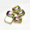 Fornecimento de fundo de ouro retangular de vidro colorido Diamante Cristal mão-costurado Diamante roupas sapatos de casamento saco de acessórios decorados à mão