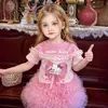 Camiseta de Manga Corta para Niña Verano Nuevo Estilo Tops Casuales de Moda para Niños Pequeños y Medianos con Lindas Camisetas Estampadas de Manga Corta