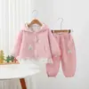 Chaqueta de dibujos animados para bebé de primavera y otoño, conjunto deportivo para niñas, pantalones largos casuales, atuendo de dos piezas, ropa dulce de otoño para niños
