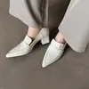 Mocasines Elegantes y Profesionales de Piel de Vaca con Punta Aguda y Tacón Alto 2026 Primavera Tacón Grueso Zapatos de Piel Completamente de Piel Genuina Zapatos de Corte Bajo Individuales para Mujer