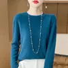 Pronta Para Vestir Linha de Frente 100 Lã Tricô Gola Redonda Tricô de Lã Feminino Gola V Versátil Suéter Tricô Camisa de Base Solta