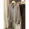 Camisa Feminina Xadrez Vintage 2026 Verão Novo Estilo Casual Camada Interna Roupas Femininas Espessada com Forro de Lã Camisa Francesa