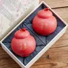 Juego de Botes de Cerámica para Té Color Rojo Ciudad Prohibida con Salpicaduras Doradas, Hecho de Fábrica, Dos Cajas de Regalo, Regalo de Cumpleaños, Recuerdo de Boda, Regalo para Amigos