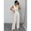 Comercio Exterior AliExpress Ropa de Mujer Verano Nuevo Estilo Coreano Elegante Ajustado Ceñido a la Cintura Pierna Ancha Moda Mono