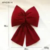 Lazo tridimensional navideño en tela de terciopelo burdeos, colgante decorativo para árbol de Navidad, ambientación para escaparate