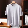 Camisa Básica Masculina de Tricô de Manga Curta Fina, Gola Redonda, Tamanho Grande, Manga Meia-Manga, Cor Sólida, Top Colete Solto