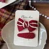 Nuevo Estilo Coreano Otoño e Invierno Rojo Dulce Pinza para el Pelo con Lazo Niños Hecho a Mano Tela Clip Lateral Roto para el Pelo para Mujeres
