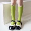 Calcetines de oreja de madera para mujer y niño, calcetines de tubo, primavera y verano, encaje blanco y negro, JK, con calcetines para zapatos pequeños de cuero, fabricantes, venta al por mayor