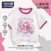 Linda Camiseta de Verano de Manga Corta para Niñas Princesas Elegantes Aurora, Nueva Moda Algodón Puro Raglán Manga Media 7
