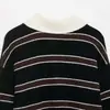 Suéter Retro Rayado Europeo y Americano Otoño e Invierno Estilo Japonés Moderno Holgado Estilo Perezoso Suéter de Punto