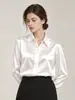 Camisa de seda feminina 2026 novo top de primavera, camisa respirável de alta qualidade, camisa de manga longa de seda de amoreira 19 momme para o trabalho