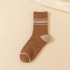 Meias masculinas de comprimento médio, meias de outono e inverno, forradas com lã, meias grossas de terry, meias listradas quentes e da moda, meias de inverno Zhuji
