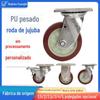 Processamento personalizado de poliuretano pesado PU jujuba vermelho carrinho de roda reboque industrial 2345 polegadas rosca rodízio de haste de parafuso roda universal