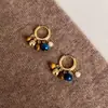 Novos Brincos de Argola Coloridos com Contas Estilo Chinês para Mulheres, Outono e Inverno, Luxo Leve, Sensação de Alto Padrão, Brincos Versáteis, Retrô Tendência
