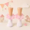 Nuevos Calcetines de Algodón para Niñas Estilo Princesa con Lunares y Encaje en Colores Dulces Calcetines de Encaje para Bebé Venta al por Mayor Múltiples Colores Disponibles