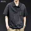 Camisa polo de lino elástico para hombre, camiseta de manga corta, marca de moda, talla grande, nuevo modelo verano 2026, camiseta fina de alta gama con bloques de color