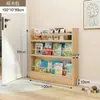 Estante de Livros Montada na Porta, Estante de Armazenamento Multicamadas de Madeira Maciça Montada na Parede de Chão, Armário Fino, Estante para Livros Ilustrados de Quarto Infantil, Estante de Armazenamento