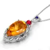 Colgante de Transmisión en Vivo Más Vendido Chapado en Oro de 18 Quilates Elegante Forma de Gota Piedra Suelta Grande Citrino Brasileño de 22 Quilates Collar con Colgante