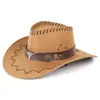 Cinturón Fino de Cuero Totem Sombrero de Vaquero Occidental para Hombres y Mujeres, Moda para Viajes al Aire Libre en Primavera y Verano Montañismo Sombrero de Actuación, Venta al por Mayor Transfronteriza